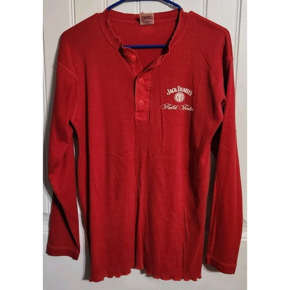 Vntg Womens Red Jack Daniels Field Tester Long John Shirt XL